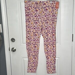 State of Day Women's XL Floral Pajama or Lounge Pants - Purple and Yellow
